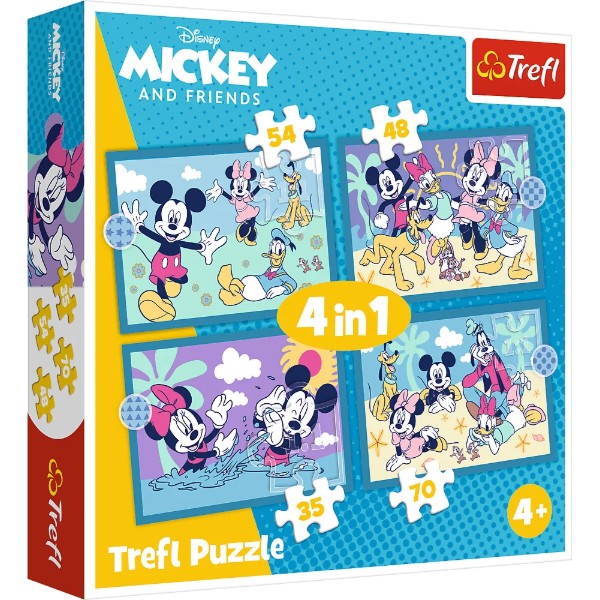 Фото - Пазли (3-4 роки) Trefl 4in1 Смішні пригоди Міккі Мауса (34669)